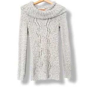 RICKI'S Cable Knit Cowl Neck Sweater Top Grey Sz S
